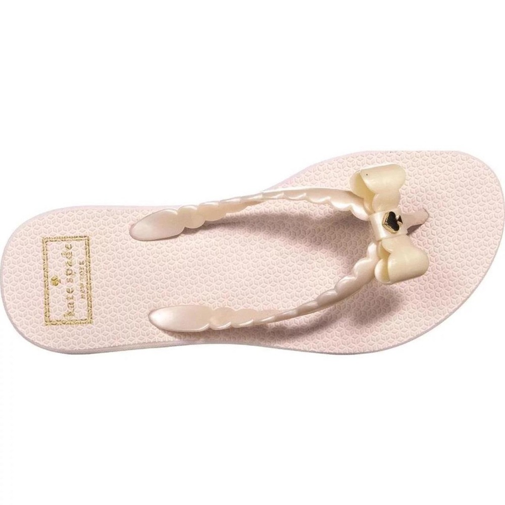 Kate Spade “Denise” Cream Sandals with Bow Detail